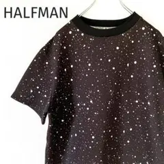 【HALFMAN】半袖Tシャツ グラフィック ドット柄 総柄 ハーフマン 黒 M
