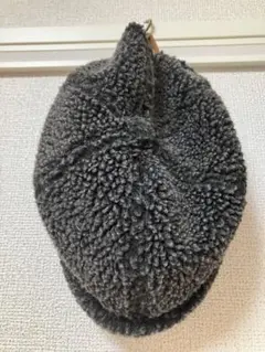 古着　キャップ　帽子　ボア　濃いグレー
