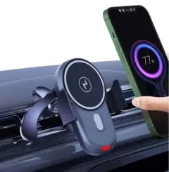 車載ホルダー 15W急速充電 マグネット車用スマホホルダー ワンタッチ取付け