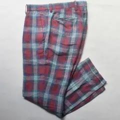 PS Paul Smith チェック スラックス L 日本製 リネン100%赤青