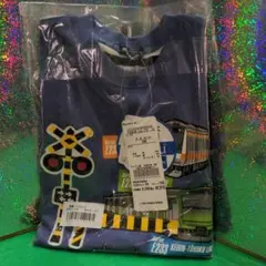 ムージョンジョン 在来線電車踏切仕掛け半袖Tシャツ 100cm