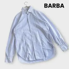 バルバ　BARBA シャツ　38 長袖　パープルストライプ　イタリア製