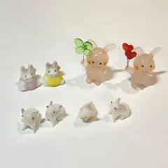 うさぎ　ミニチュア　ガラス細工　陶器　置物　ドールハウス