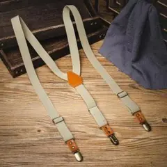 新品【Y型】サスペンダー 男女兼用 レトロ ビンテージ風 ブラウン 欧風
