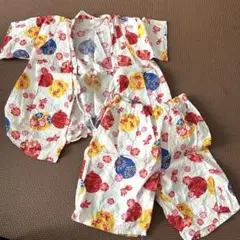 ベビー甚平 白地に花柄