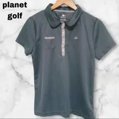 【美品】planetgolf ゴルフウェア ポロシャツ L　チェック柄