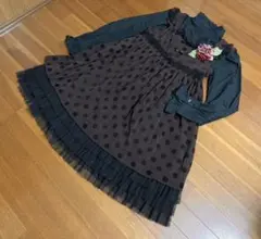 定価21,840円!イノセントワールド秋冬物茶フロッキードットワンピース