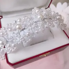 ヘッドドレス ヘアアクセサリー パール ビジュー 韓国 ワイヤー ホワイト 新品