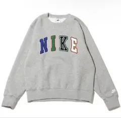 NIKE グレー 刺繍ロゴ クルーネック スウェット
