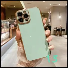 iPhone13 カバー ケース 無地 ミントグリーン くすみカラー 人気