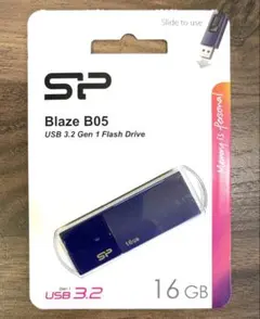 USBメモリー 16GB シリコンパワー USB3.0 スライド式(紺)