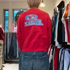 PIKO M 赤 90s サーフ系 y2k ラメ バックプリントロゴ スウェット
