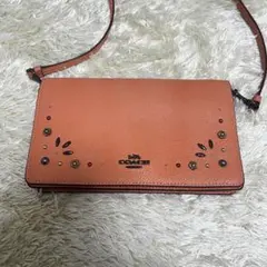 コーチ お財布ショルダー オレンジ ビジュー