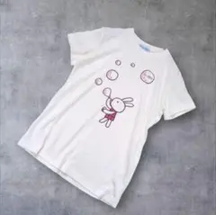 アランジアロンゾ うさぎプリントtシャツ 日本製 アイボリー 【M】綿コットン