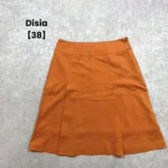Disia プリーツスカート　オレンジ【38】膝丈　シンプル　スポーティ　お洒落