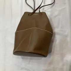 J&M DAVIDSON ブラウンレザーバケツ型バッグ