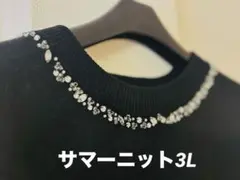 【美品】ビジュー付サマーニット3Lブラック