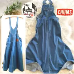CHUMS チャムス ロング フレア デニム ジャンパースカート サロペット M