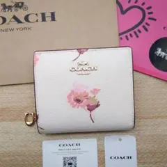 新作 新品 COACH 折り財布 花柄 フラワー