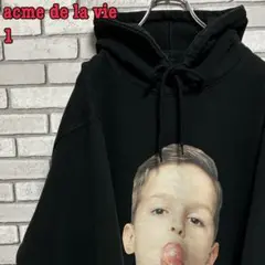 acme de la vie☆スウェット 子供顔プリント ビッグロゴ 黒 XL