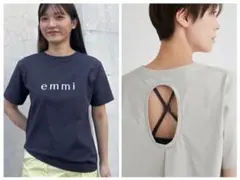値下げ中❗️美品　eco emmiロゴバックシャンTシャツ　ダークグレー