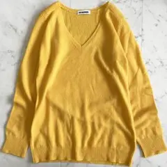 極美品♪ジルサンダー 高級カシミヤ100% Vネックニット イエロー 38