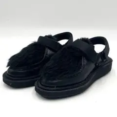 極美品✨sacai 19AW ストラップ ファー レザー サンダル ブラックD