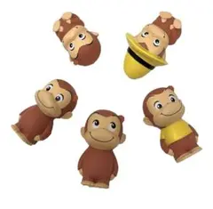 【おさるのジョージ 】　エクストラ ソフビプチフィギュア ５体セット