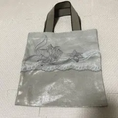 花柄刺繍 シャンパンゴールド　トートバッグ