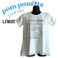 ポンポネットジュニア　L160Tシャツ　ミントグリーン　オーガンジーパイピング