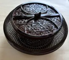 蓋付き籠　木製バスケット 竹細工