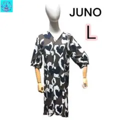 【新品未使用】 JUNO ５分袖　ワンピース　洗える素材　Ｌ　お出かけコーデ