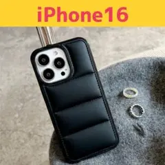 iPhone16 ダウンジャケット スマホケース もこもこ 韓国 ブラック