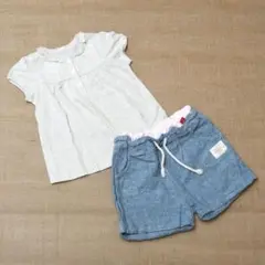 襟フリルカットソー　ショートパンツセット 100cm