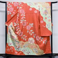 松井青々作 絞りに桜と雪輪柄の振袖 着物