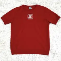 『極美品』クレージュ 半袖ニット レッド サイズ38 センターロゴ