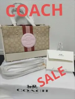 COACH コーチ トートバッグ ハンドバッグ シグネチャー ジャガード ピンク
