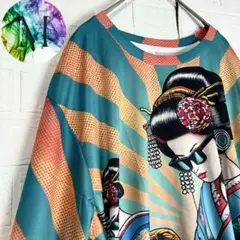 新品　未使用　DJ 浮世絵　舞妓　Tシャツ　メンズ　総柄　クラブ　音楽　派手絵画
