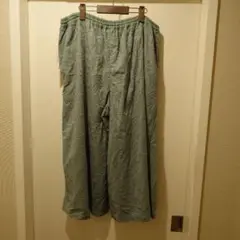 グリーンノート刺繍入りグリーンワイドパンツ 19サイズ　新品未使用