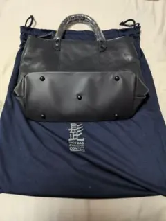 【未使用品】髭 ブラックレザー トートバッグ 収納袋付き