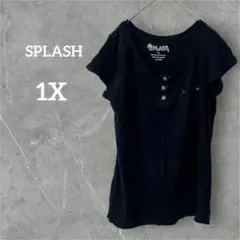 ✨匿名配送✨SPLASH 【1X】ボタン付きTシャツ ブラック