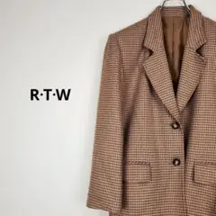 R・T・Wレディース13サイズブラウンガンクラブチェックテーラードジャケット