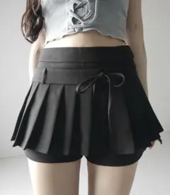 me+em select ストラップリボンプリーツショートパンツ S