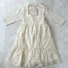 新品未使用 petitmain 花刺繍ワンピースセット 100