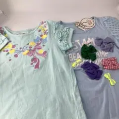 女の子　半袖　トップス　Tシャツ　セット　リボン　motherways 120