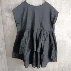 【コロニー2139】黒のデザインチュニックコットン100%　後ろ身長め　M