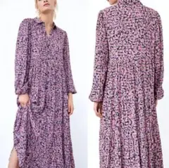 ZARA フラワープリント シャツワンピース M