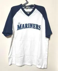 MARINERS VネックTシャツ 白×紺 メンズM〜L相当