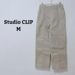 スタディオクリップ　ワイドパンツ　カジュアル　後ろゴム　ストレッチ　綿混　M