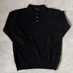 黒のポロニットセーター 長袖